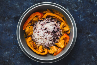 An overhead shot of panang curry